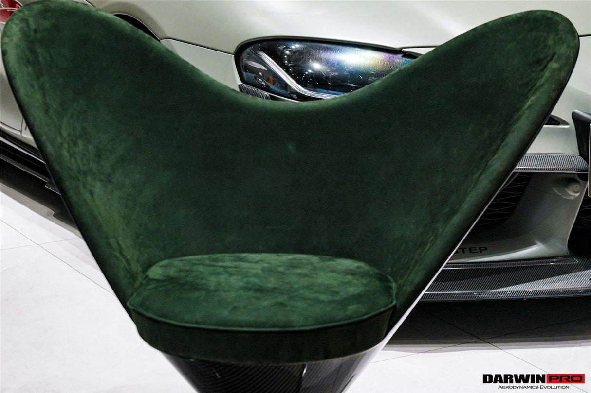 DARWINPRO CARBON FIBER HEART-SHAPED BRITISH GREEN SUEDE LOUNGE CHAIR