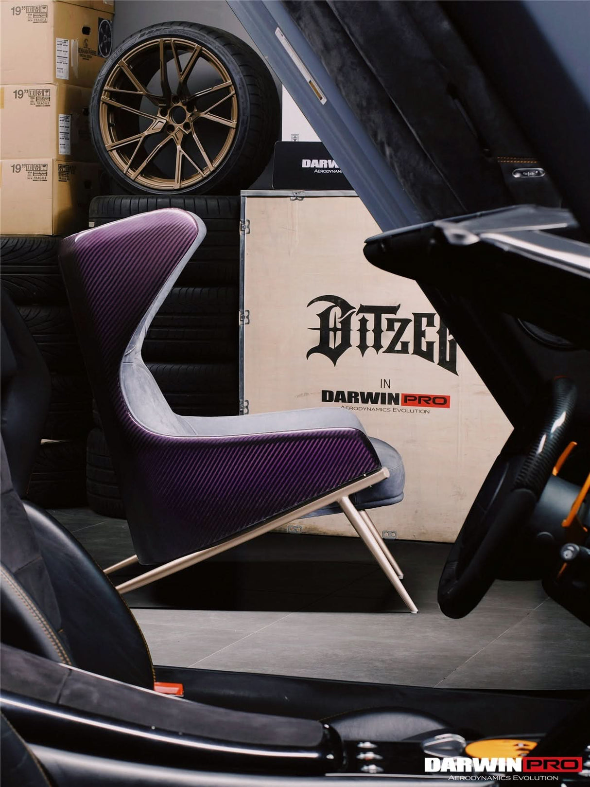 DARWINPRO 4x4 WEAVE CARBON FIBER URBAN LONDON GREY COLOR LOUNGE CHAIR