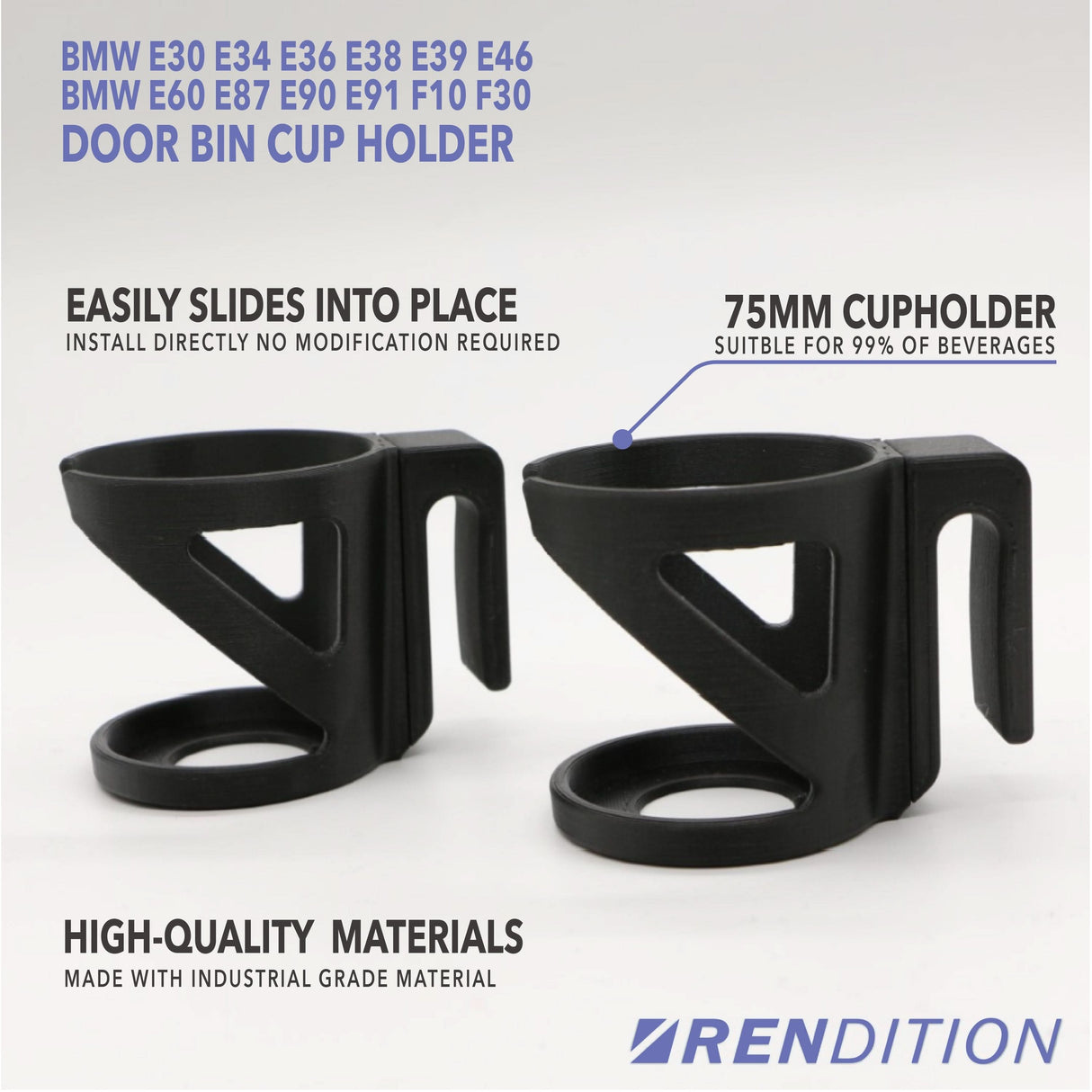 BMW DOOR BIN CUP HOLDER (E30 E34 E36 E38 E39 E46 E60 E87 E90 E91 F10 F30 - K2 Industries