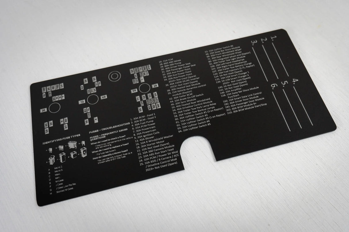 Acrylic Laser Series Fuse Box Lid Label Plate - 2021-2026 Bronco