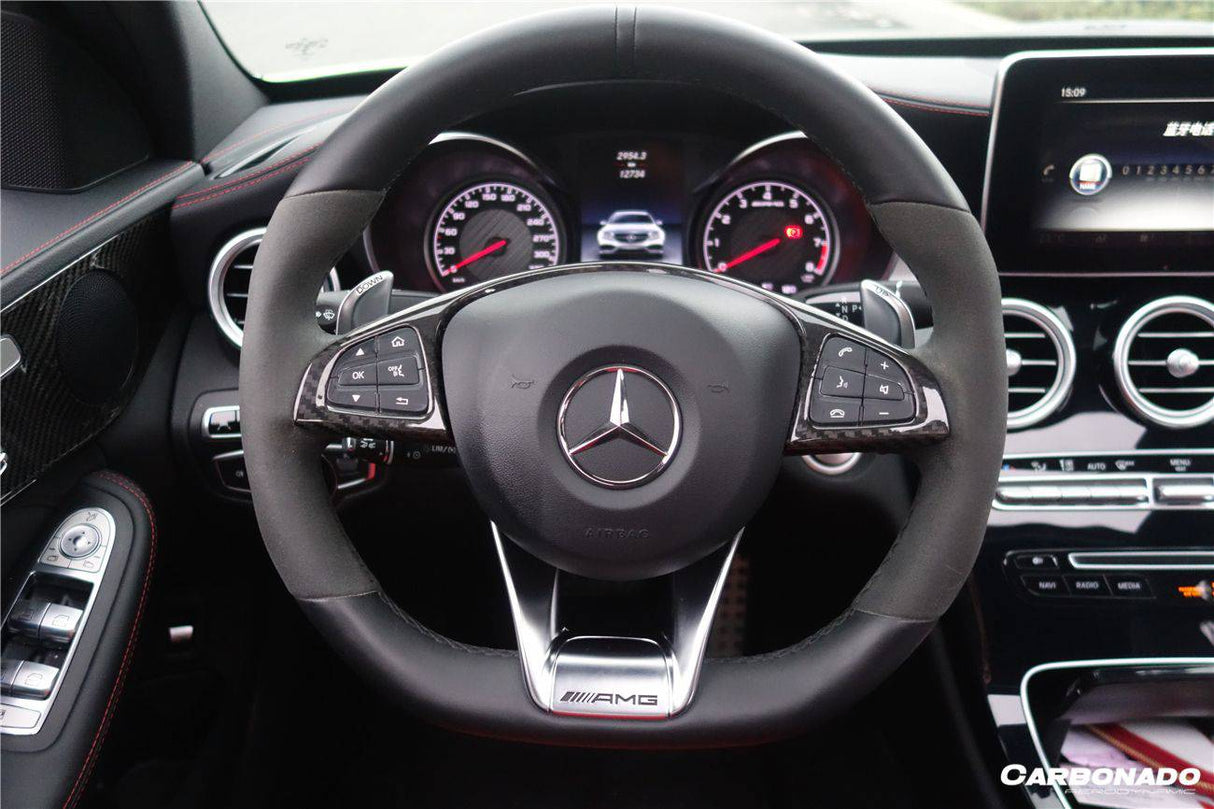 2015-2021 Mercedes Benz W205 C63 AMG Dry Carbon Fiber Interior Steering wheel Trim