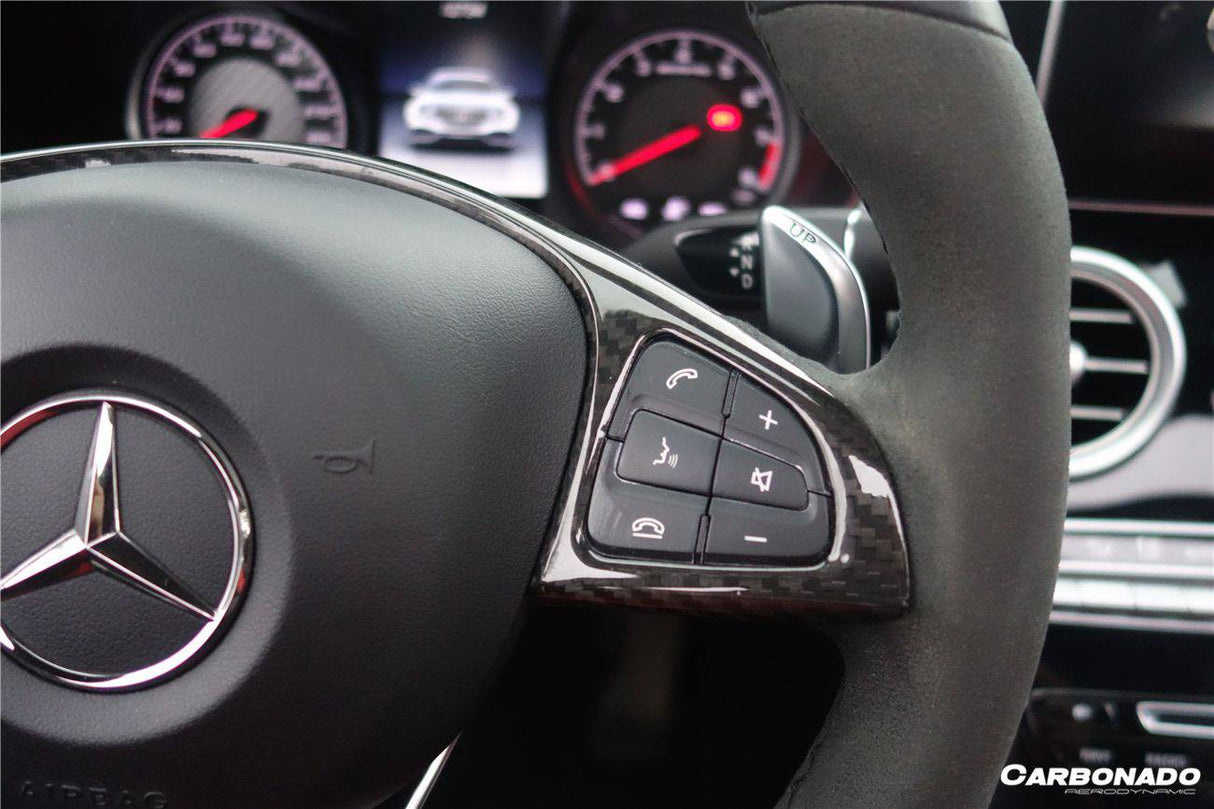 2015-2021 Mercedes Benz W205 C63 AMG Dry Carbon Fiber Interior Steering wheel Trim