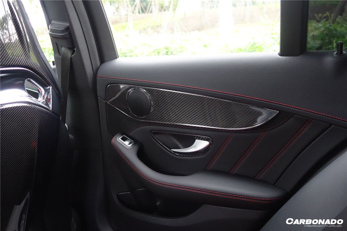 2015-2021 Mercedes Benz W205 C63 S AMG Sedan Dry Carbon Fiber Interior Door Panel Trim Cover Strip