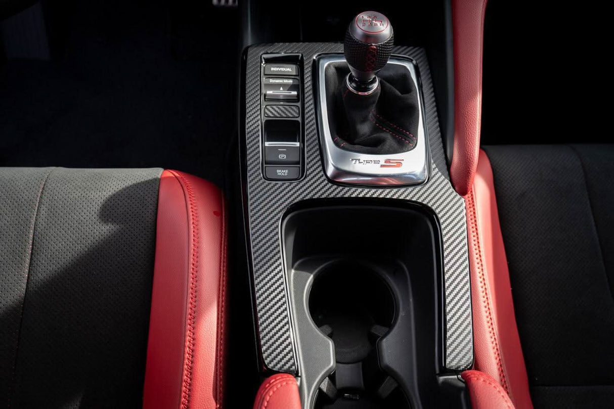 3D Carbon Fiber Manual Shifter Trim Overlay - 2023+ Integra 6MT / 2022+ Civic 6MT