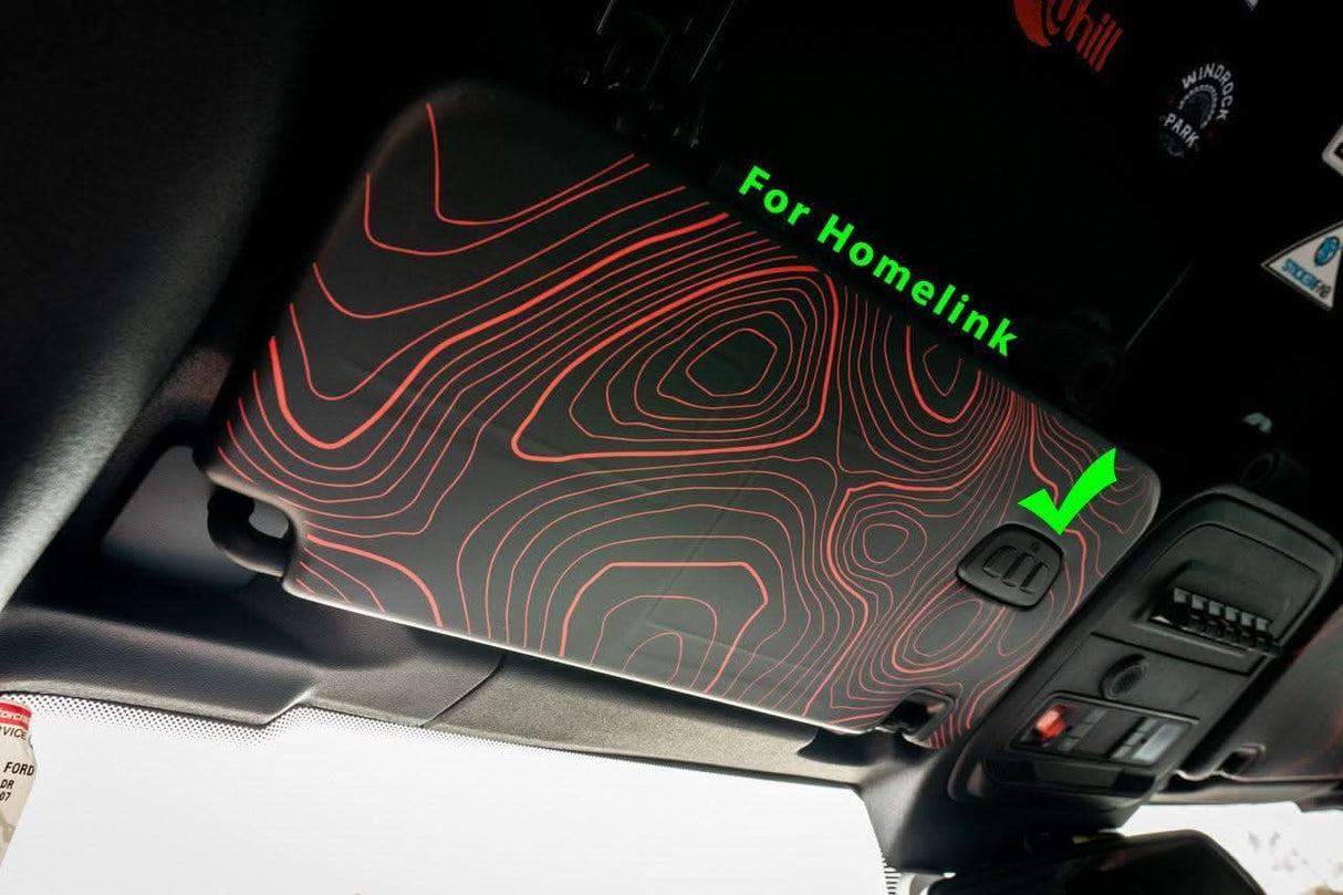 Topographic Interior Sun Visor Overlays - 2024+ Ranger Raptor (with Homelink)