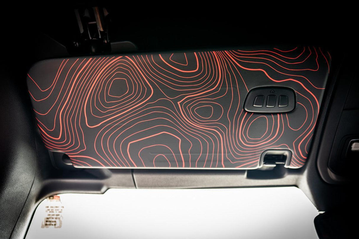 Topographic Interior Sun Visor Overlays - 2024+ Ranger Raptor (with Homelink)