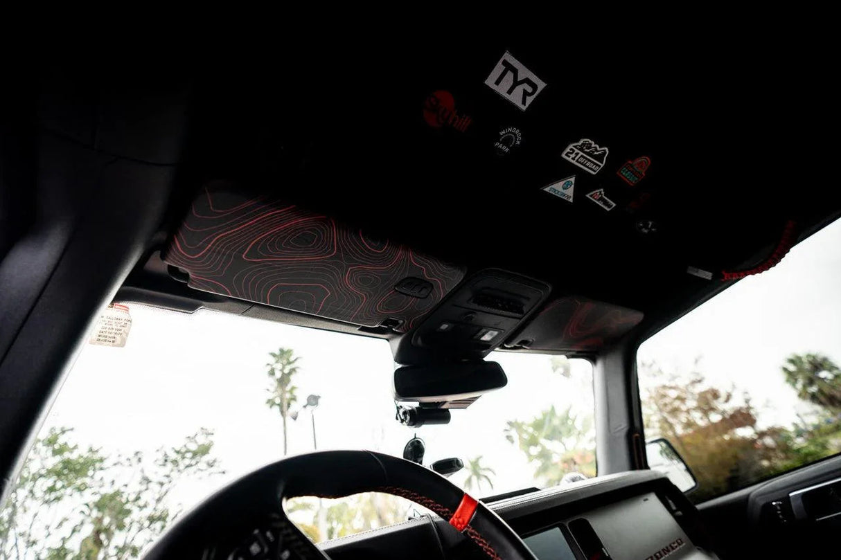 Topo Interior Sun Visor Overlays (Printed Series) - 2021+ Bronco (NO Homelink)