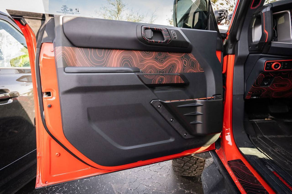 Topo Interior Front Door Grab Handle Overlay Kit (Printed + Laser Series) - 2021+ Bronco