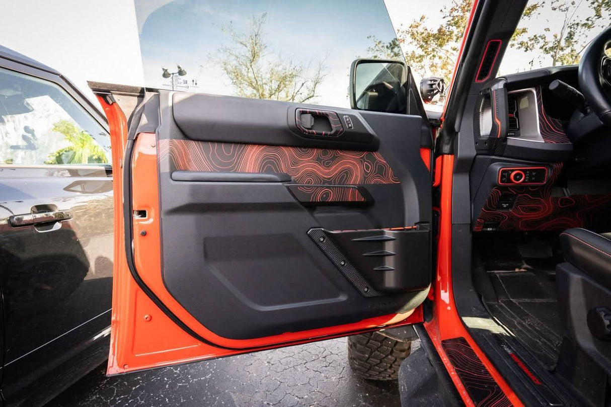 Topo Interior Front Door Grab Handle Overlay Kit (Printed + Laser Series) - 2021+ Bronco