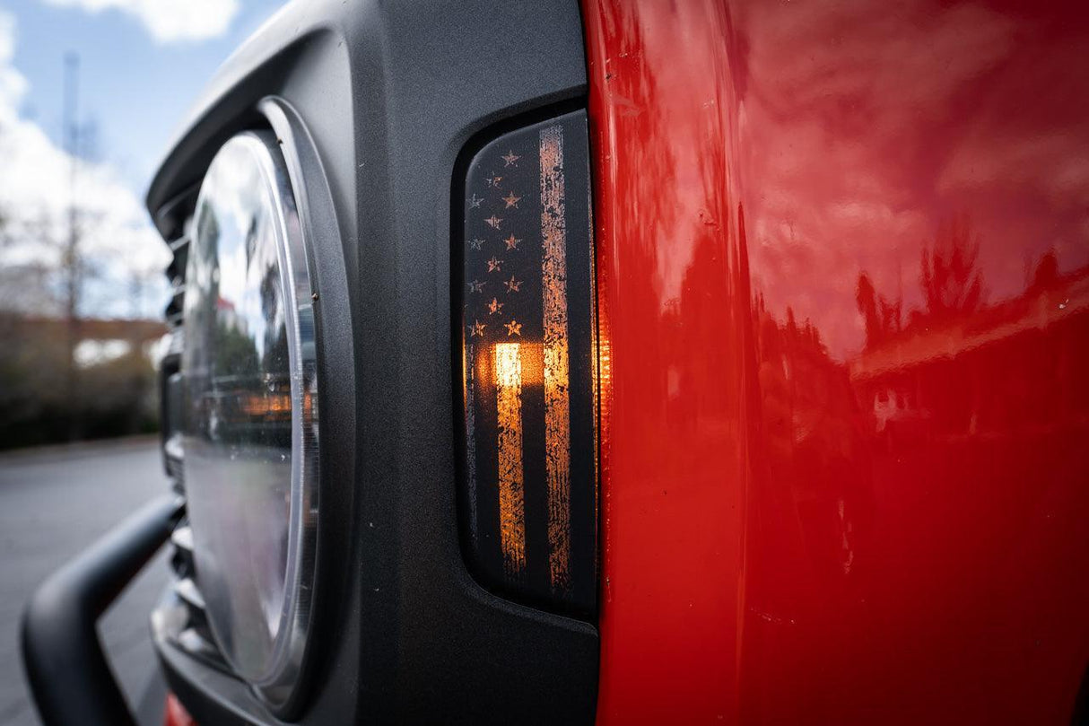 Distressed American Flag Sidemarker Overlays - 2021+ Bronco (ALL)