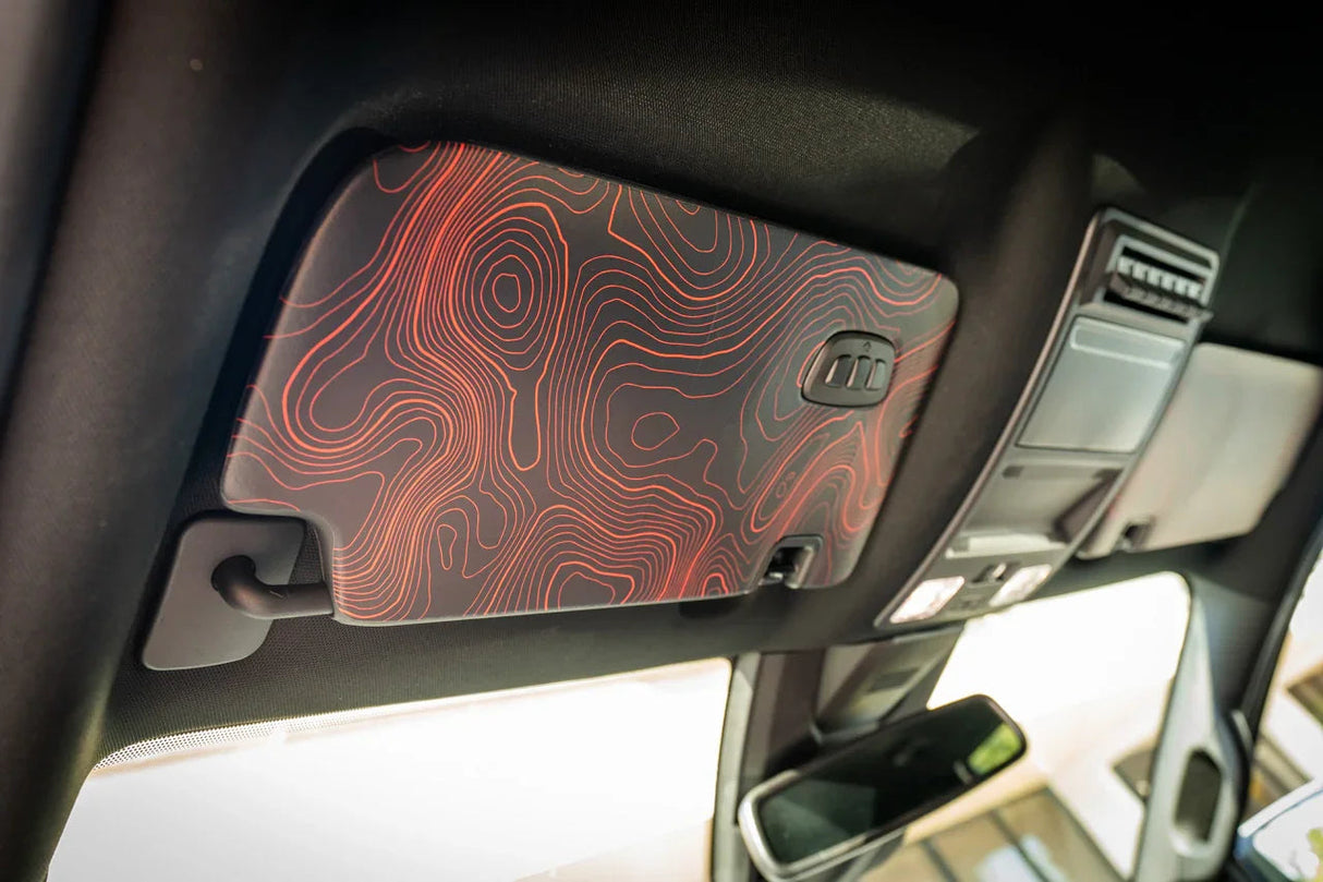 Topographic Interior Sun Visor Overlays - 2024+ Ranger Raptor (with Homelink)