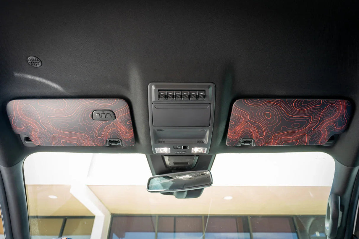 Topographic Interior Sun Visor Overlays - 2024+ Ranger Raptor (with Homelink)