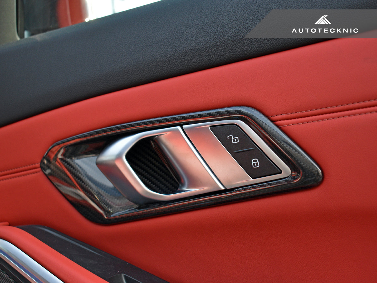 AutoTecknic Dry Carbon Interior Door Handle Trim Set - BMW G80 M3