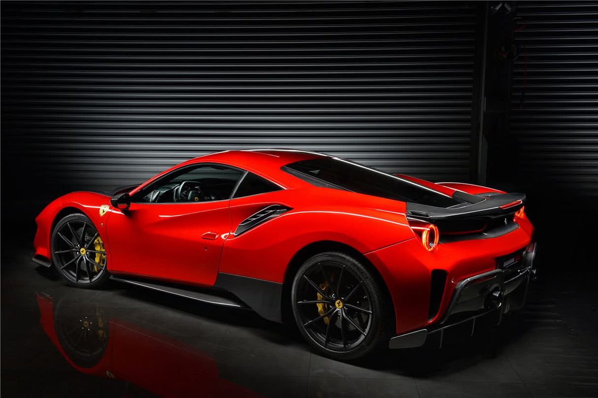 2015-2020 Ferrari 488 GTB Pista Style Carbon Fiber Rear Bumper And Wing