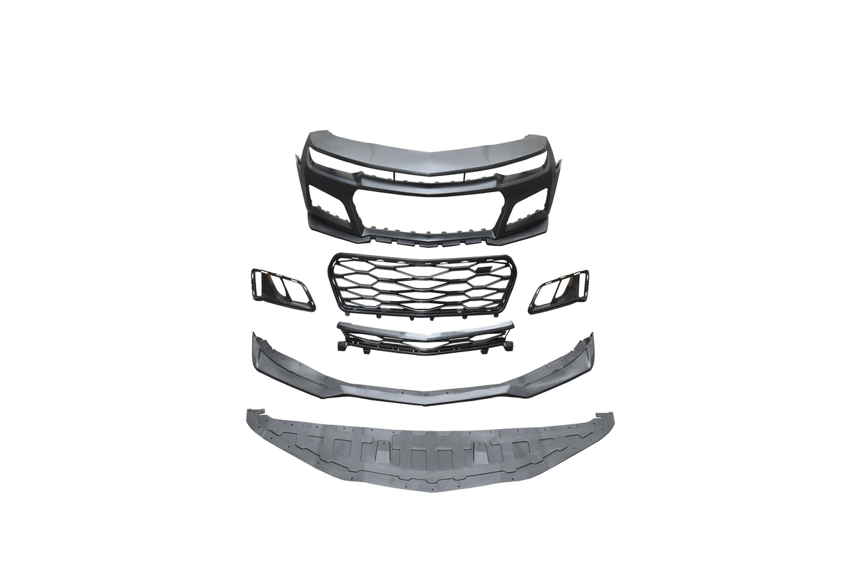 2010-2015 Chevy Camaro ZL1 Front Bumper Conversion 7pcs Full Kit Flat BLK Body Kit