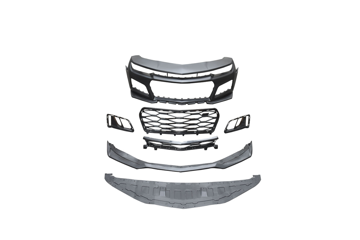 2010-2015 Chevy Camaro ZL1 Front Bumper Conversion 7pcs Full Kit Flat BLK Body Kit