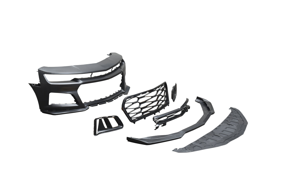 2010-2015 Chevy Camaro ZL1 Front Bumper Conversion 7pcs Full Kit Flat BLK Body Kit