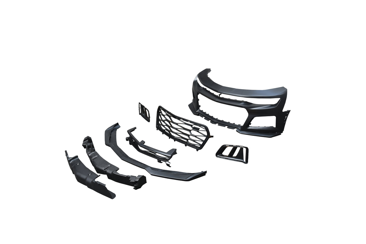 2016-2018 Chevy Camaro ZL1 Front Bumper Conversion 7pcs Ful Kit Flat BLK