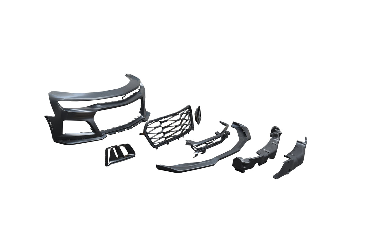 2016-2018 Chevy Camaro ZL1 Front Bumper Conversion 7pcs Ful Kit Flat BLK