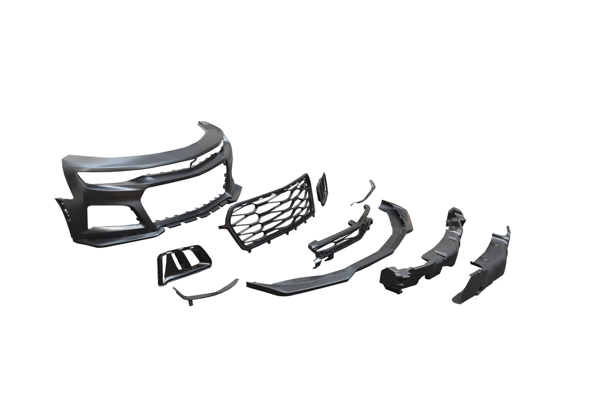 2019-2025 Chevy Camaro ZL1 Front Bumper Conversion 9pcs Full Kit Flat BLK for Non-RS Headlights
