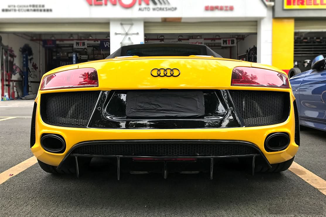 2006-2015 Audi R8 Partial Carbon Fiber Rear Bumper With Exhaust Tips DarwinPRO (DPGT) Fits Coupe | Spyder