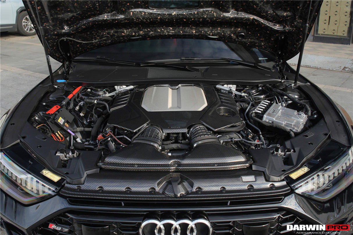 2019-UP Audi RS6 Avant C8 | RS7 C8 Quattro Dry Carbon Fiber Engine Cover Replacement DarwinPRO (OEM)