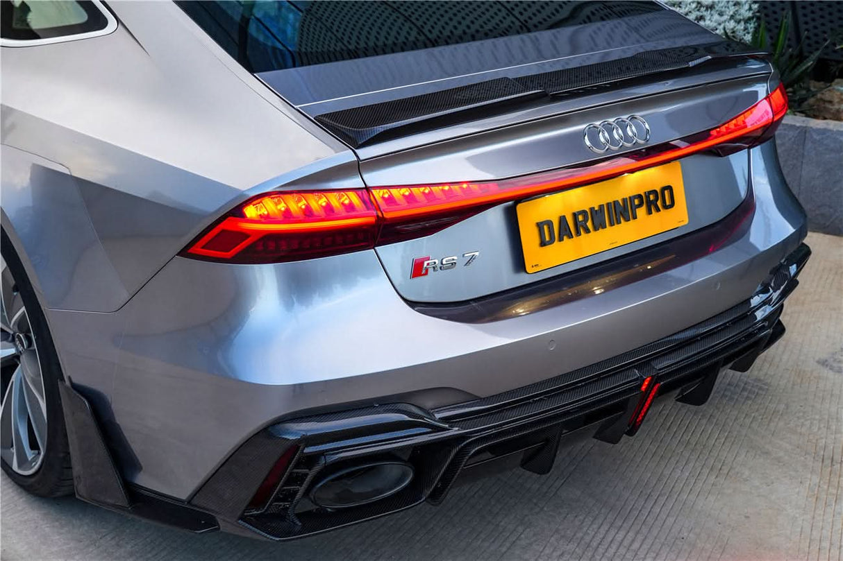 2019-UP Audi RS6 Avant C8 RS7 C8 Quattro Carbon Fiber Rear Diffuser DarwinPRO (iMP Design)
