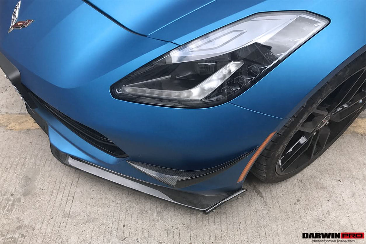 2013-2019 Corvette C7 Z51 Z06 Grandsport Carbon Fiber Satge3 Style Front Lip with Satge2 Winglets