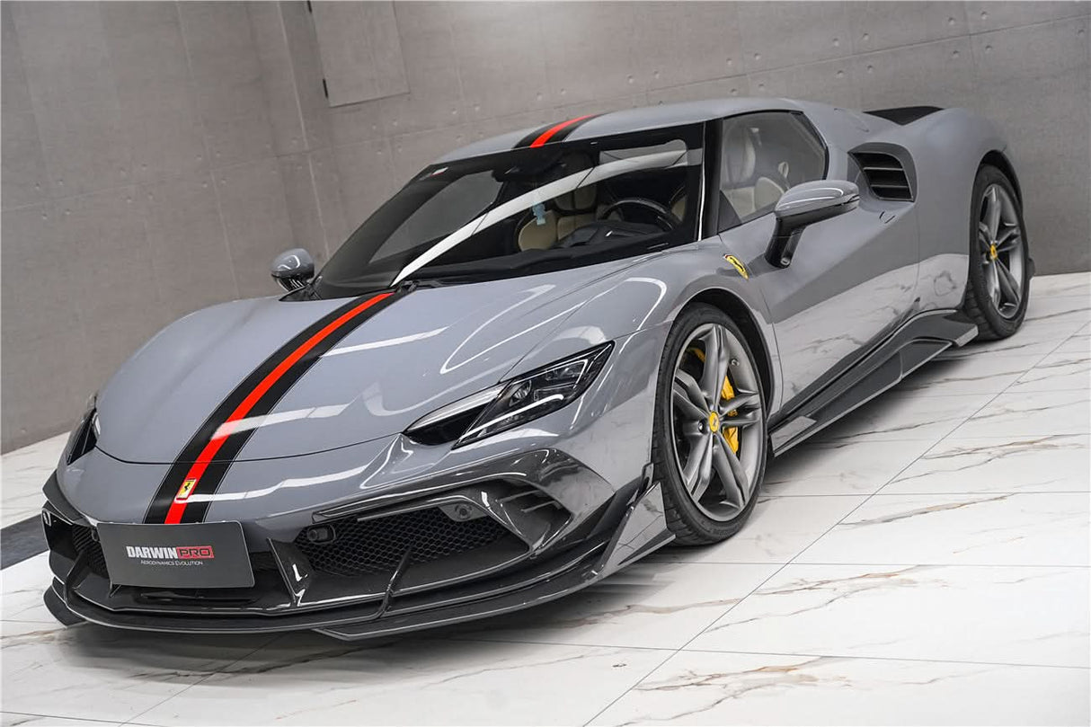 DarwinPRO 2022-2026 Ferrari 296 GTB & GTS Type F171 iMP Style Carbon Fiber Front Bumper Lip Splitter