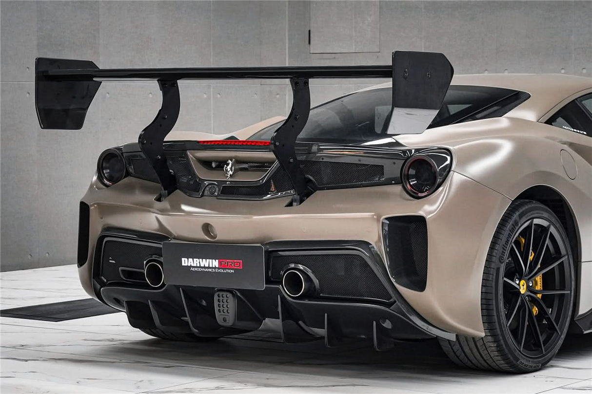 2015-2020 Ferrari 488 GTB Challenge Evo Modena Style Rear Bumper With Deck Lid Wing & Diffuser