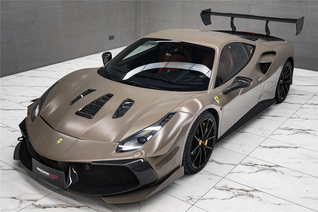 2015-2020 Ferrari 488 GTB | Spider Partial Carbon Fiber Hood - DarwinPRO Challenge Evo Modena Design