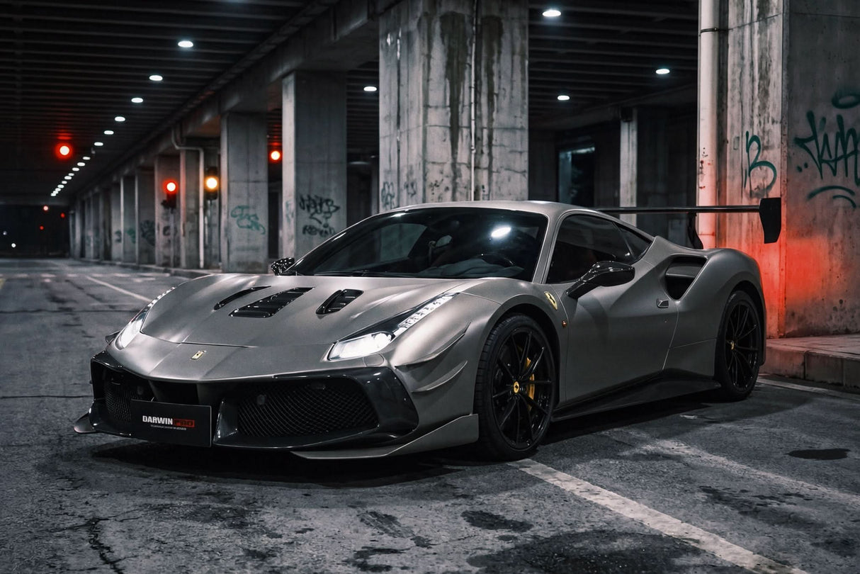 2015-2020 Ferrari 488 GTB | Spider Partial Carbon Fiber Front Bumper - DarwinPRO Challenge Evo Modena Design