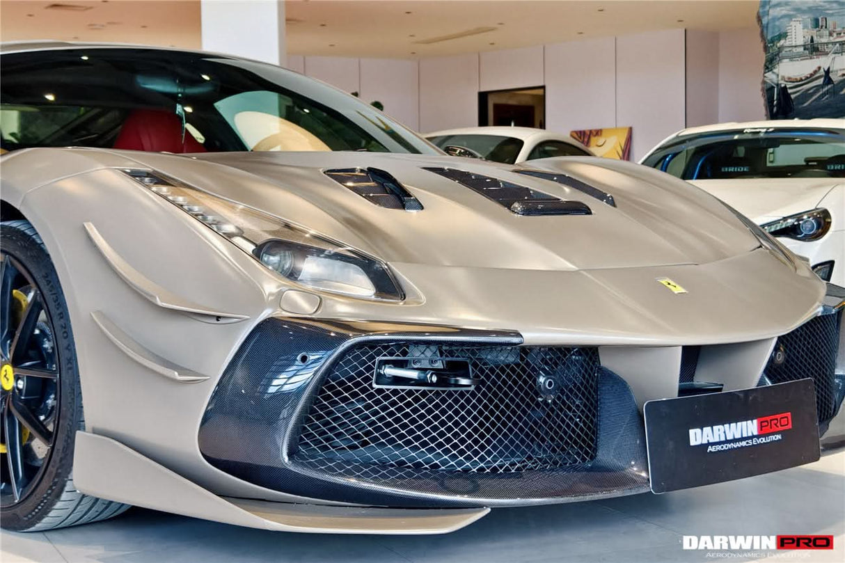 2015-2020 Ferrari 488 GTB | Spider Partial Carbon Fiber Front Bumper - DarwinPRO Challenge Evo Modena Design
