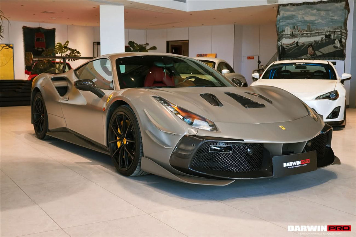 2015-2020 Ferrari 488 GTB | Spider Partial Carbon Fiber Front Bumper - DarwinPRO Challenge Evo Modena Design