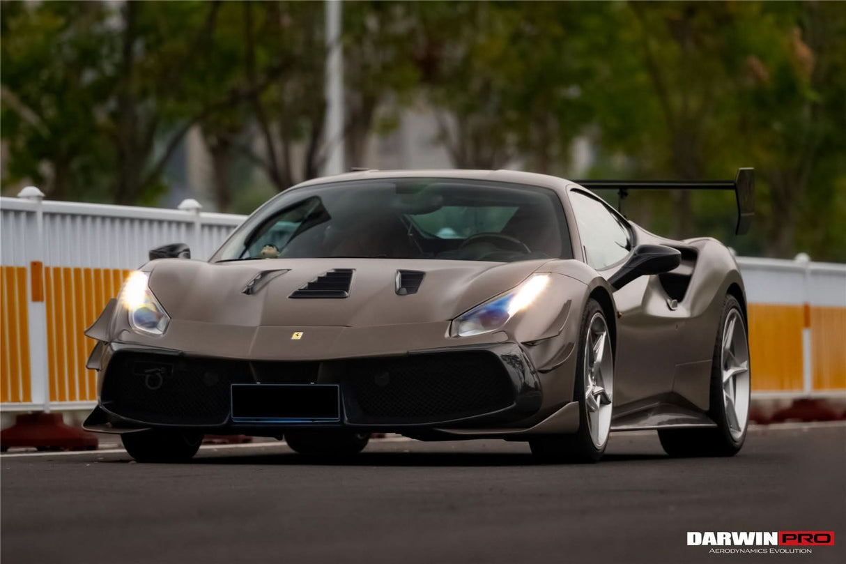 2015-2020 Ferrari 488 GTB | Spider Partial Carbon Fiber Hood - DarwinPRO Challenge Evo Modena Design