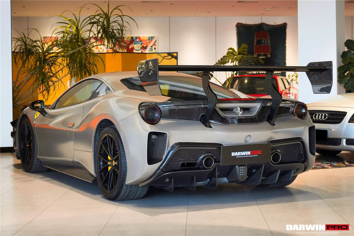 2015-2020 Ferrari 488 GTB Challenge Evo Modena Style Rear Bumper With Deck Lid Wing & Diffuser