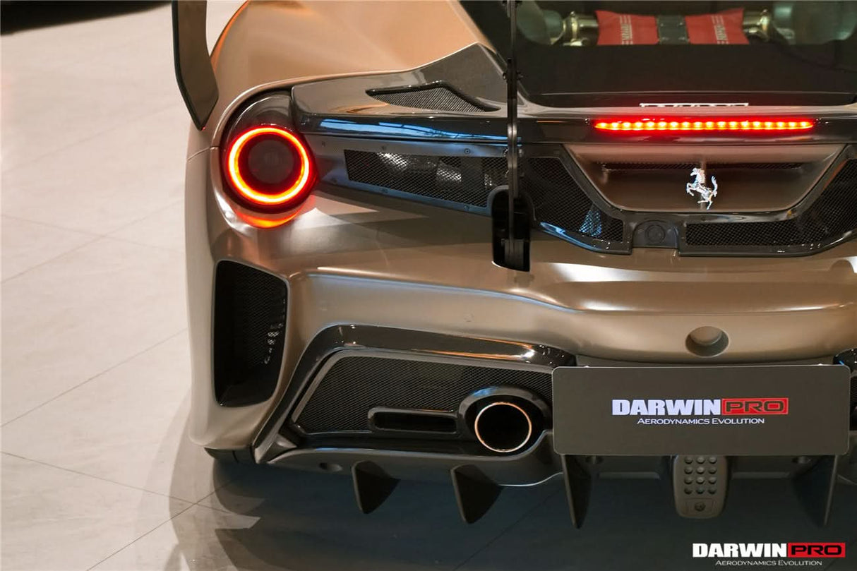 2015-2020 Ferrari 488 GTB Challenge Evo Modena Style Rear Bumper With Deck Lid Wing & Diffuser