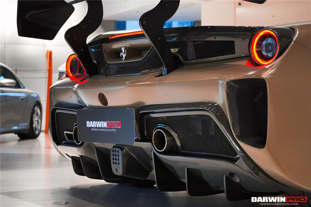 2015-2020 Ferrari 488 GTB Challenge Evo Modena Style Rear Bumper With Deck Lid Wing & Diffuser