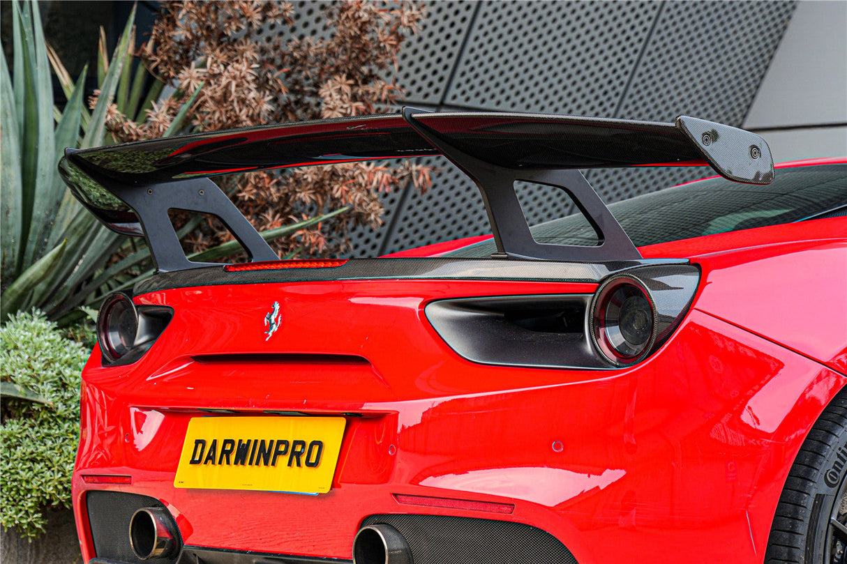 2015-2020 Ferrari 488 GTB Partial Carbon Fiber Wing With Base DarwinPRO (SF90XX Style)