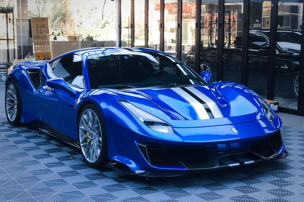2015-2020 Ferrari 488 GTB | Spider Partial Carbon Fiber Front Bumper Set with Hood - DarwinPRO Pista Design