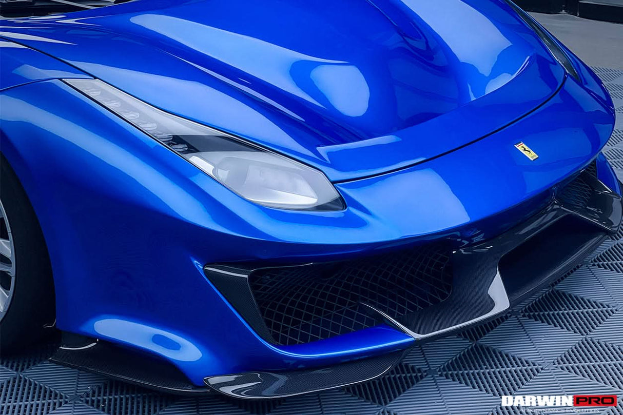 2015-2020 Ferrari 488 GTB | Spider Partial Carbon Fiber Front Bumper Set with Hood - DarwinPRO Pista Design