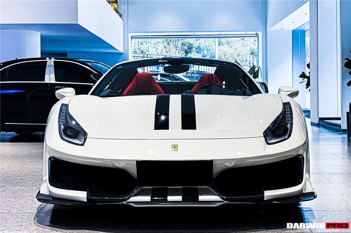 2015-2020 Ferrari 488 GTB | Spider Partial Carbon Fiber Front Bumper Set with Hood - DarwinPRO Pista Design