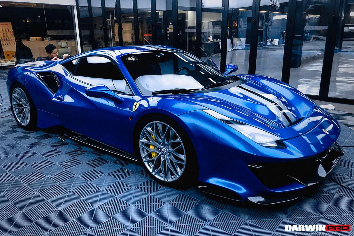 2015-2020 Ferrari 488 GTB | Spider Partial Carbon Fiber Front Bumper Set with Hood - DarwinPRO Pista Design