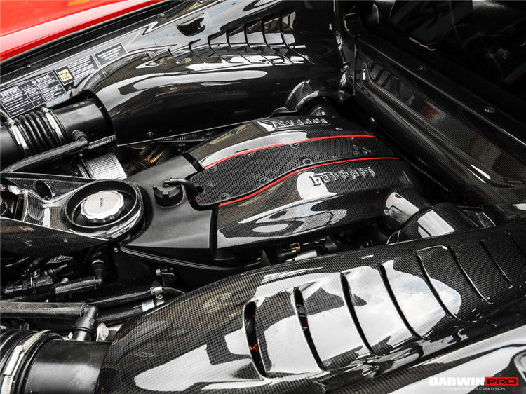 2015-2023 Ferrari Autoclave Carbon Fiber Engine Bay Panels With Heat Protection | Fits 488, PISTA, F8