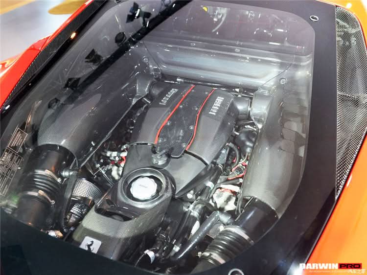 2015-2023 Ferrari Autoclave Carbon Fiber Engine Bay Panels With Heat Protection | Fits 488, PISTA, F8