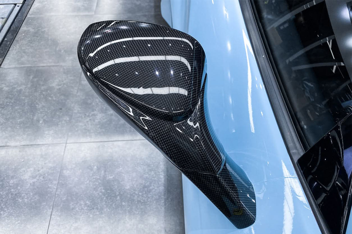 2015-2020 Ferrari Carbon Fiber Mirror House with Base Replacement DarwinPRO (OE) | Fits F8, 488, Pista