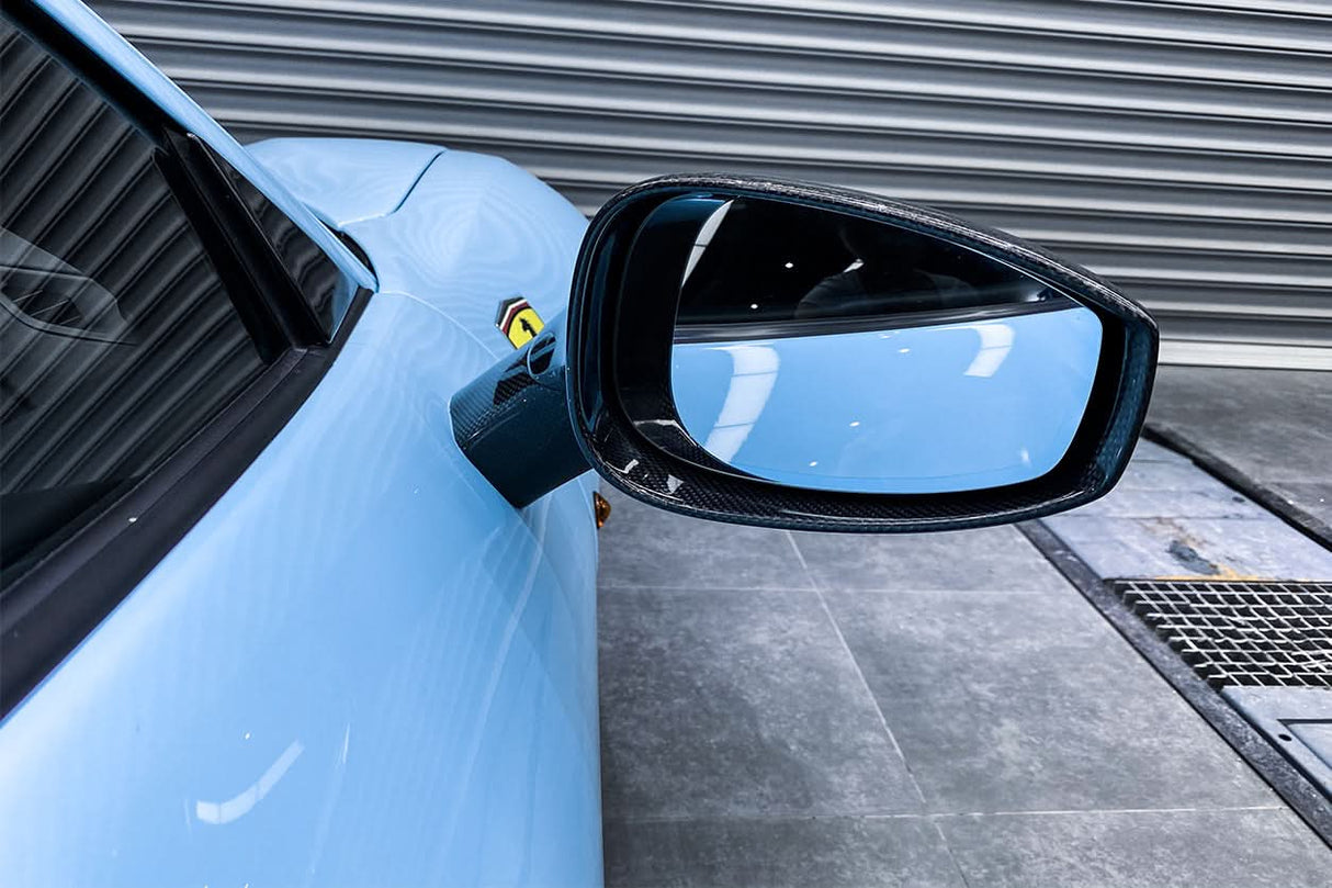 2015-2020 Ferrari Carbon Fiber Mirror House with Base Replacement DarwinPRO (OE) | Fits F8, 488, Pista