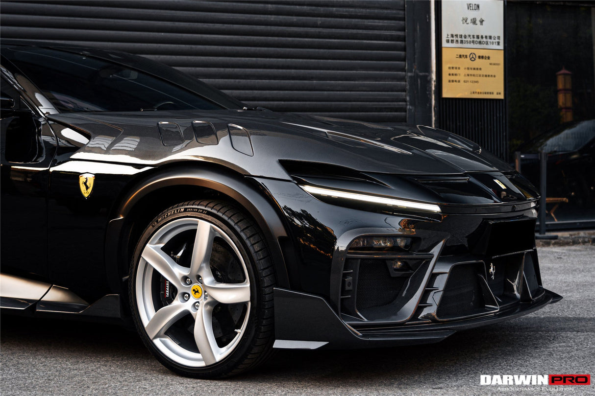 2023-UP Ferrari Purosangue F175 Partial Carbon Fiber Front Bumper And Hood DarwinPRO iMP Design