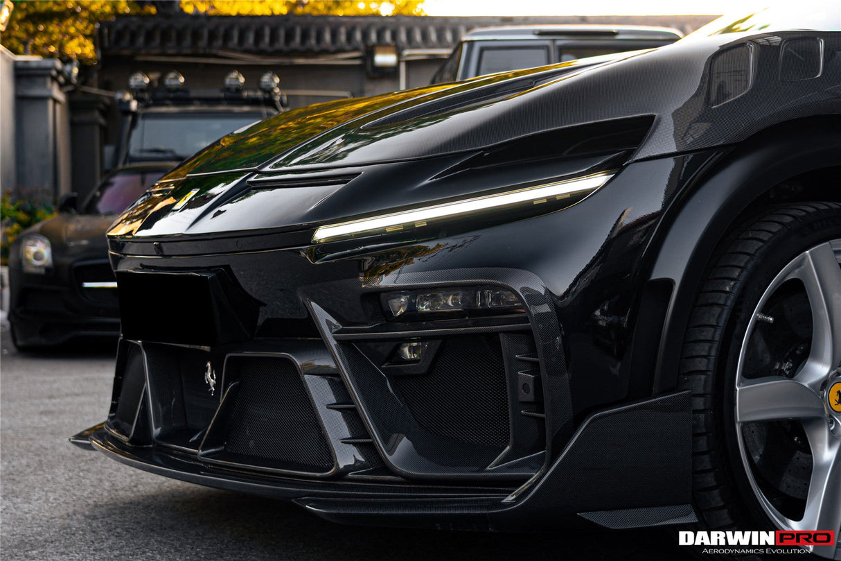 2023-UP Ferrari Purosangue F175 Partial Carbon Fiber Front Bumper And Hood DarwinPRO iMP Design
