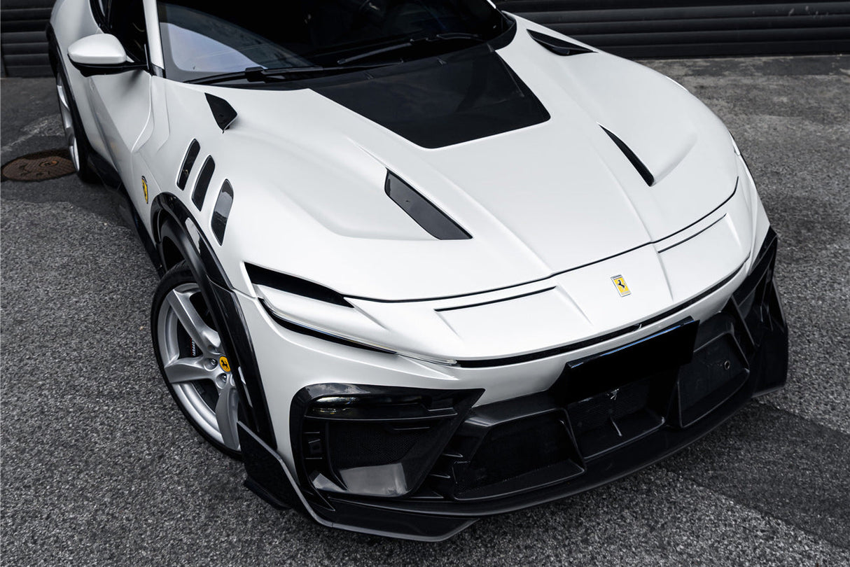 2023-UP Ferrari Purosangue F175 Partial Carbon Fiber Front Bumper And Hood DarwinPRO iMP Design